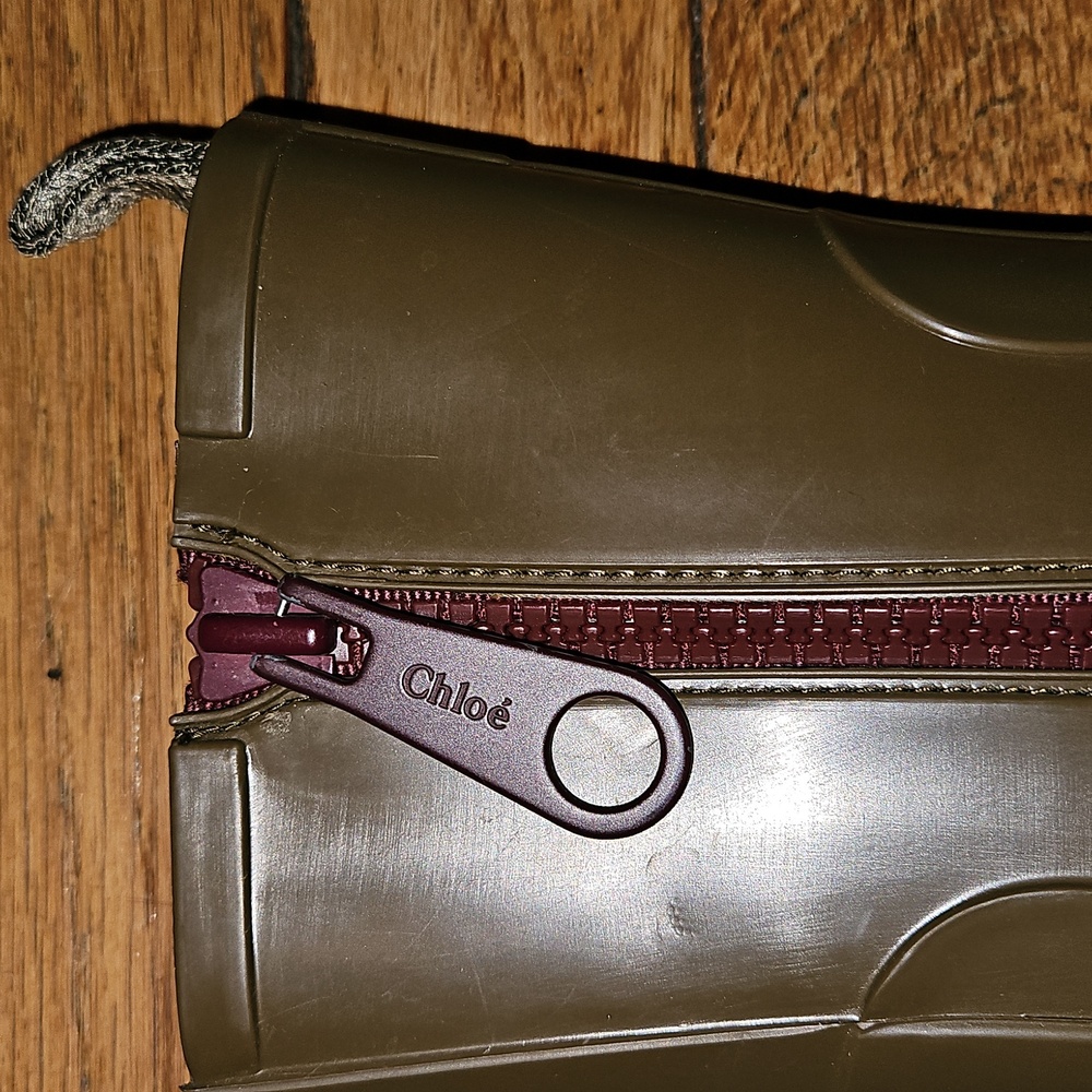 Chloe Green And Brown Betty Rain Boots - Picture 12 of 12